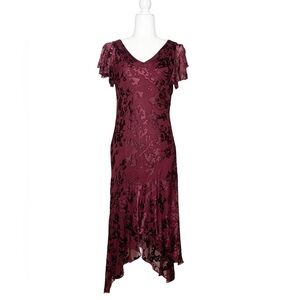 Adrianna Papéll Silk‎ Blend Flutter Sleeve Burnout Dress